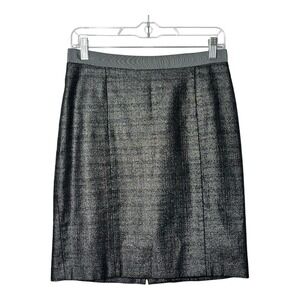 Ann Taylor LOFT Women's Size 2 Metallic Tweed Pencil Skirt Back Zip